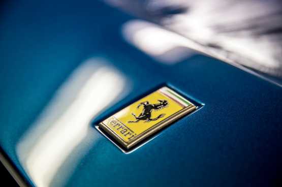 Paint and Ferrari badge close-up